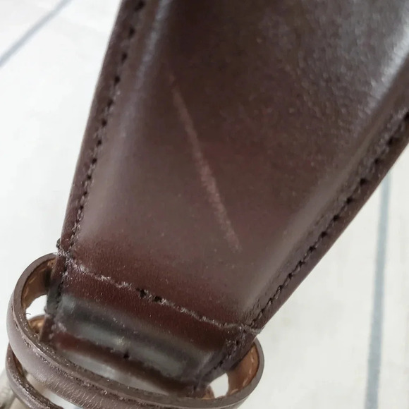 Allen Edmonds Leather Belt Chocolate  Brown Silver Buckle Stamped Size 46 - Picture 10 of 11
